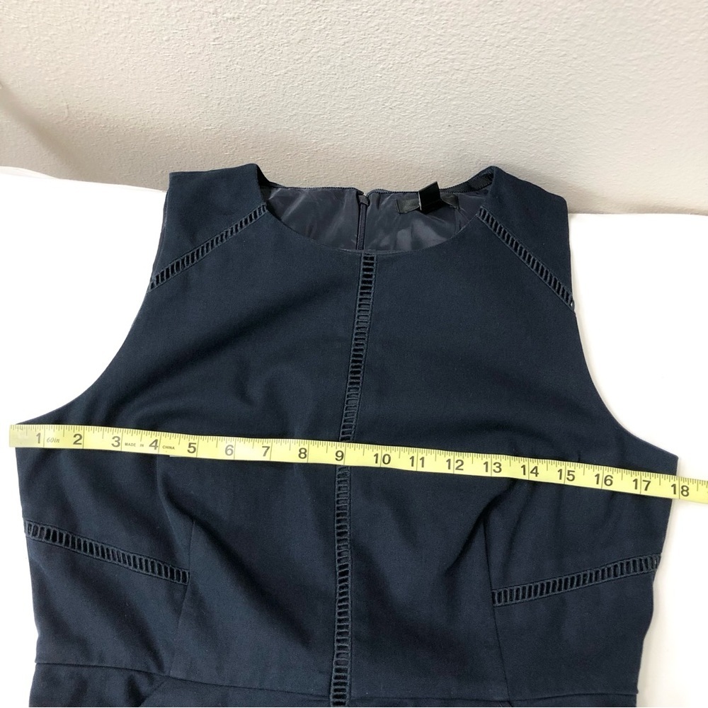 J Crew Cotton Blend Navy Blue Ladder Stitch Pockets Sheath Career Dress 10P - Picture 11 of 15